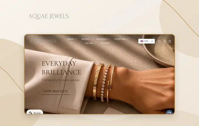 Aquae Jewels Shopify storefront homepage